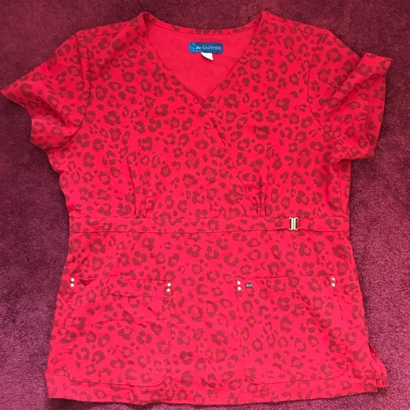 Large koi sapphire scrub top
